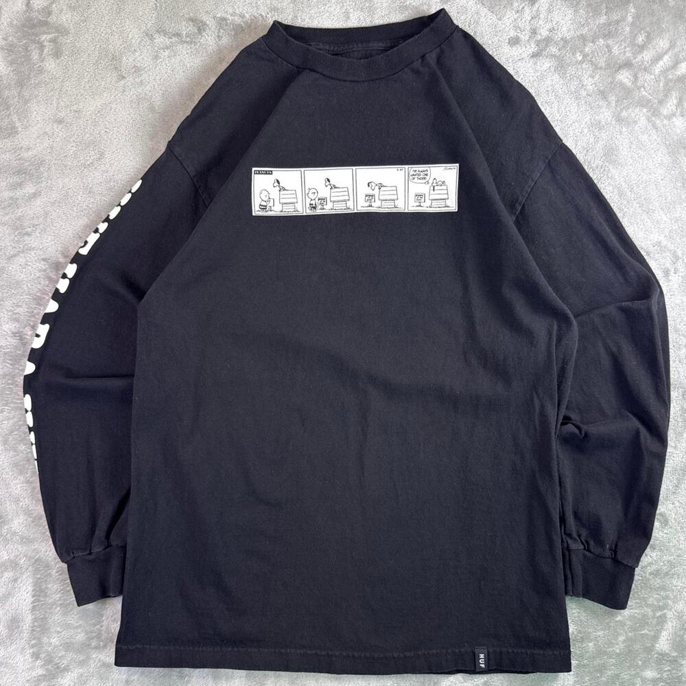 HUF x Peanuts Snoopy Comic Strip Long Sleeve Tee Black Skater Shirt
